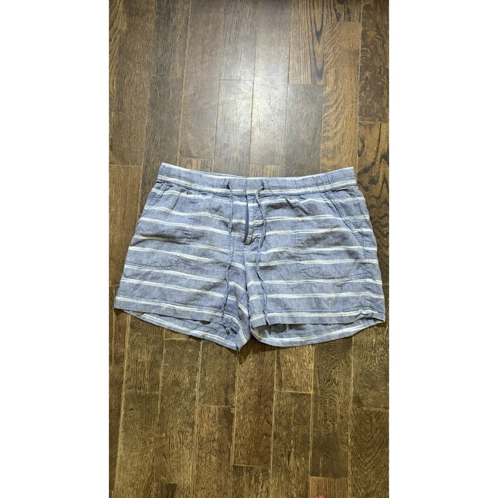 Liz Claiborne Fisherman Nautical Striped Linen Blend Pull On‎ Shorts Womens Sz L